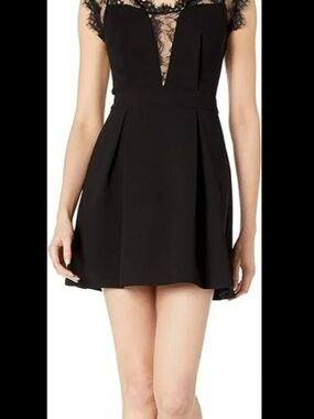 BCBGeneration Black Lace-Trim Midi Dress Size 0